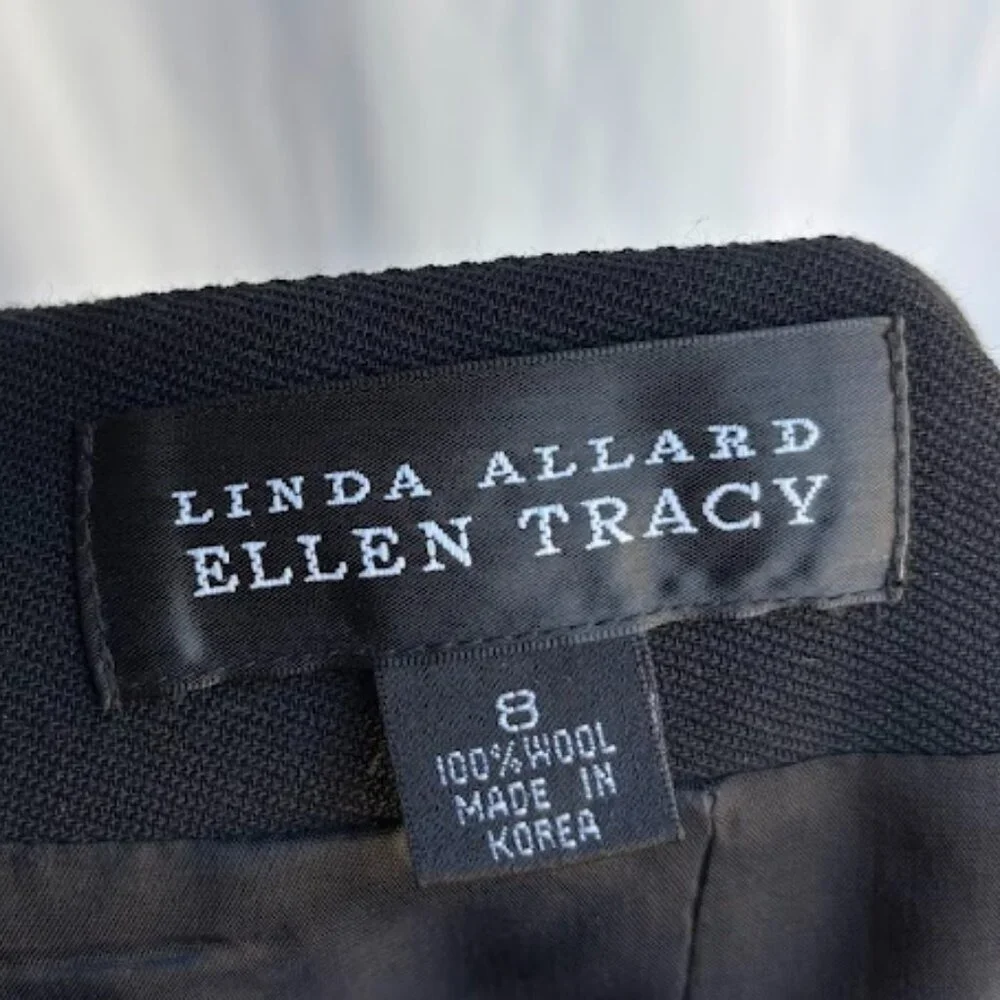 Vintage 100% Wool Black Pencil Skirt Linda Allard Ellen Tracy Size 8 - Picture 2 of 3